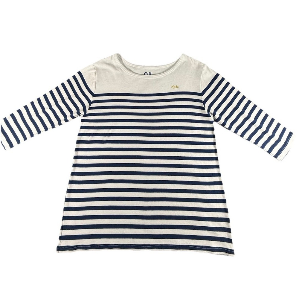 Princess Striped Boatneck Shirt w Gold  Buttons In XL  ‎ Women's Navy, White